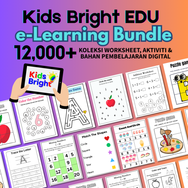 12,000+ e-Learning Bundle | Worksheet Prasekolah & Kanak-Kanak | Digital PDF
